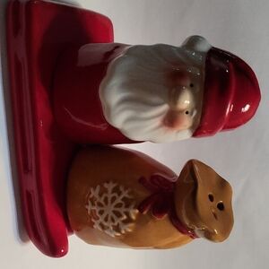 Santa Claus and Gift Bag Salt and Pepper Shakers